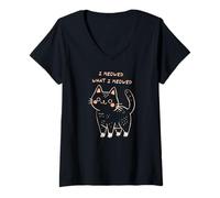 Femme I Meowed What I Meowed Cute Cat T-Shirt avec Col en V