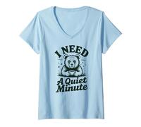 Femme I Need A Quiet Minute Bear Caféine Boire Café Amoureux T-Shirt avec Col en V