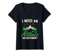 Femme I Need an Altitude Adjustment Voyage Randonnée Montagne T-Shirt avec Col en V
