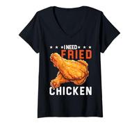 Femme I Need Fried Chicken Envies de réconfort T-Shirt avec Col en V