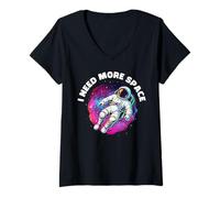 Femme I Need More Space Astronaute Espace Galaxie Art T-Shirt avec Col en V