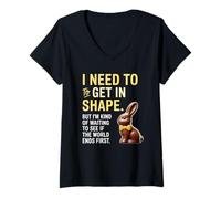 Femme I Need to Get Into Shape Humour drôle de Procrastination T-Shirt avec Col en V