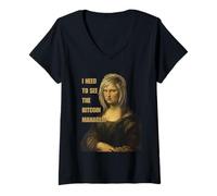Femme I Need to See The Bitcoin Manager - Funny Karen Mona Lisa's T-Shirt avec Col en V