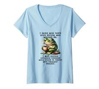 Femme I Never Wish Death on Anyone Who Wrongs me Frog T-Shirt avec Col en V