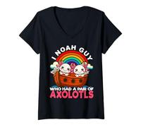 Femme I Noah Guy Qui Avait Une Paire d'axolotls Noah's Ark Religious T-Shirt avec Col en V