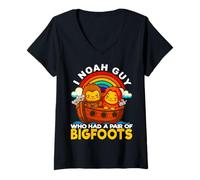 Femme I Noah Guy Qui Avait Une Paire de Bigfoots Noah's Ark Yeti Faith T-Shirt avec Col en V