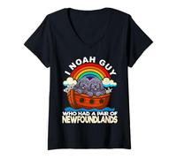 Femme I Noah Guy Qui Avait Une Paire de Chiens de l'arche de Noé de Terre-Neuve T-Shirt avec Col en V