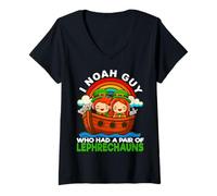 Femme I Noah Guy Qui Avait Une Paire de Leprechauns Noah's Ark Irish T-Shirt avec Col en V