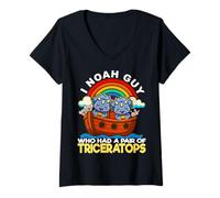 Femme I Noah Guy Qui possédait Une Paire de tricératops, Le Dinosaure de l'arche de Noé T-Shirt avec Col en V