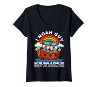 Femme I Noah Guy Who Had A Pair of Miniature Schnauzers Arche de Noé T-Shirt avec Col en V