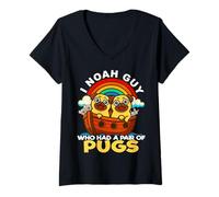 Femme I Noah Guy Who Had A Pair of Pugs Noah's Ark Religiious Dog T-Shirt avec Col en V