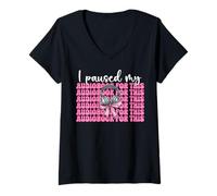 Femme I Paused My Audiobook For This Livre audio Lover Girl T-Shirt avec Col en V