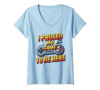 Femme I Paused My Game to Be Here Funny Video Game Controller T-Shirt avec Col en V
