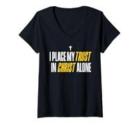 Femme I Place My Trust in Christ Alone Christian Men Women Faith T-Shirt avec Col en V