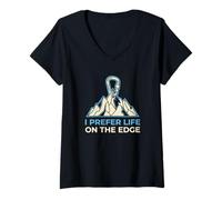 Femme I Prefer Life on The Edge Boulderer T-Shirt avec Col en V