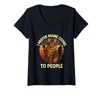 Femme I Prefer Maine Coons to People Funny Cat Lover Rétro Vintage T-Shirt avec Col en V