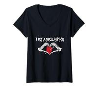 Femme I Put A Spell On You Squelette Mains Coeur Effrayant Et Drôle T-Shirt avec Col en V