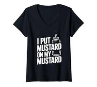Femme I Put Mustard on My Mustard Funny Food Humour T-Shirt avec Col en V