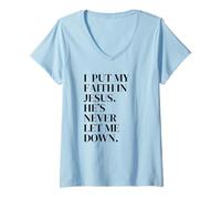 Femme I Put My FOITH in Jesus T-Shirt avec Col en V