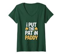 Femme I Put The Pat in Paddy Funny St Patrick Day T-Shirt avec Col en V