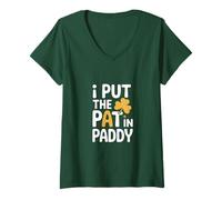 Femme I Put The Pat in Paddy Funny St Patrick Day T-Shirt avec Col en V