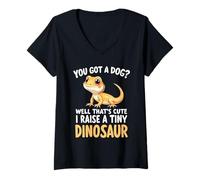 Femme I Raise A Tiny Dinosaure Fière Amoureuse de Dragon Barbu Adorable T-Shirt avec Col en V