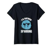 Femme I ' Rather Sparring in karaté T-Shirt avec Col en V