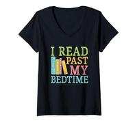 Femme I Read Past My Bedtime Livre Citation Humour T-Shirt avec Col en V