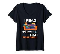 Femme I read they nap fair deal T-Shirt avec Col en V