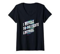 Femme I Refuse to Tolerate Lactose Ironic T-Shirt avec Col en V