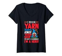 Femme I Rescue Yarn Trapped Yarn Shop Hero T-Shirt avec Col en V