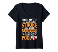 Femme I Rub My Tip I Play Joueur de Billard Amusant 8 balles pour Homme T-Shirt avec Col en V
