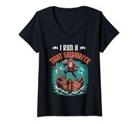 Femme I Run a Tight Shipwreck, Un Pirate Sarcastique T-Shirt avec Col en V