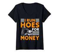 Femme I Run Hoes for Money Funny Heavy Operator Operator Dad T-Shirt avec Col en V
