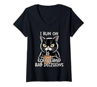 Femme I Run on Coffee and Bad Decisions T-Shirt avec Col en V
