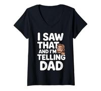 Femme I Saw That and I'm Telling Dad Christian Meme Church |- T-Shirt avec Col en V
