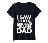 Femme I Saw That and I'm Telling Dad Église chrétienne Meme |- T-Shirt avec Col en V