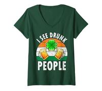 Femme I See Drunk People Shirt Funny Saint Patricks Day Gift T-Shirt avec Col en V