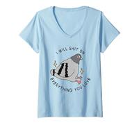 Femme I Shit on Everything You Love X Pigeon Humoristique en Allemand T-Shirt avec Col en V