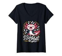 Femme I Sing A Lotl, Cute Axolotl Singing T-Shirt avec Col en V
