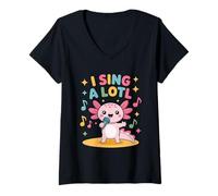 Femme I Sing A Lotl, Cute Axolotl Singing T-Shirt avec Col en V