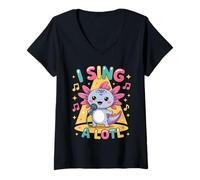 Femme I Sing A Lotl, Cute Axolotl Singing T-Shirt avec Col en V