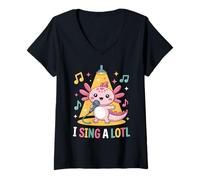 Femme I Sing A Lotl, Cute Axolotl Singing T-Shirt avec Col en V
