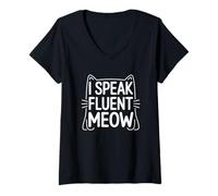 Femme I Speak Fluent Meow T-Shirt avec Col en V