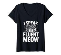 Femme I Speak Fluent Meow T-Shirt avec Col en V