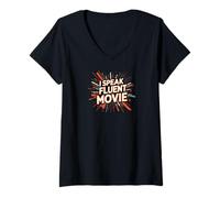 Femme I Speak Fluent Movie Film Lover Cinema Fan Design T-Shirt avec Col en V