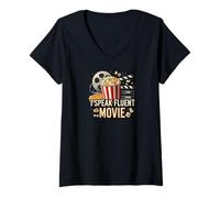 Femme I Speak Fluent Movie Popcorn Film Lover Cinema Fan T-Shirt avec Col en V