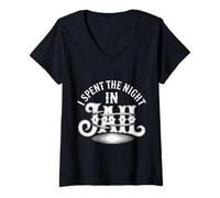 Femme I Spent The Night in Jail Blagues d'alibi de Regret |- T-Shirt avec Col en V