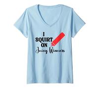 Femme I Squirt on Juicy Wieners Women Funny Hot Dog Juicy Wiener T-Shirt avec Col en V