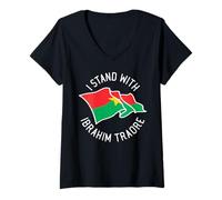 Femme I Stand With Ibrahim Traore And Burkina Faso Carte Drapeau T-Shirt avec Col en V